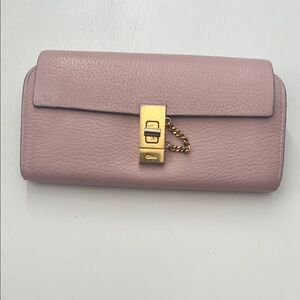 Authentic Chloe long Pink Leather Wallet crossbody